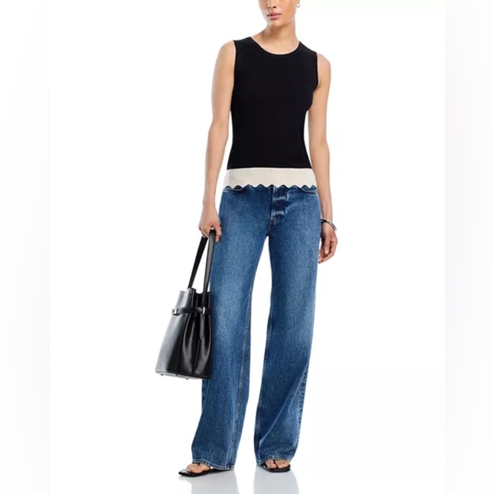T Tahari Black Crewneck Colorblocked Sweater